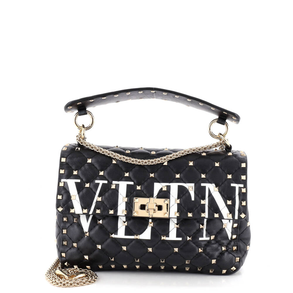 Valentino Garavani Medium VLTN Rockstud Spike Flap Bag Quilted Leather
